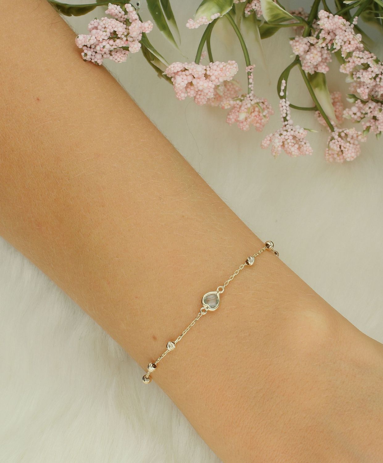 Bransoletka złota z niebieskim serduszkiem próba 375, BR 4366 375 1.jpg